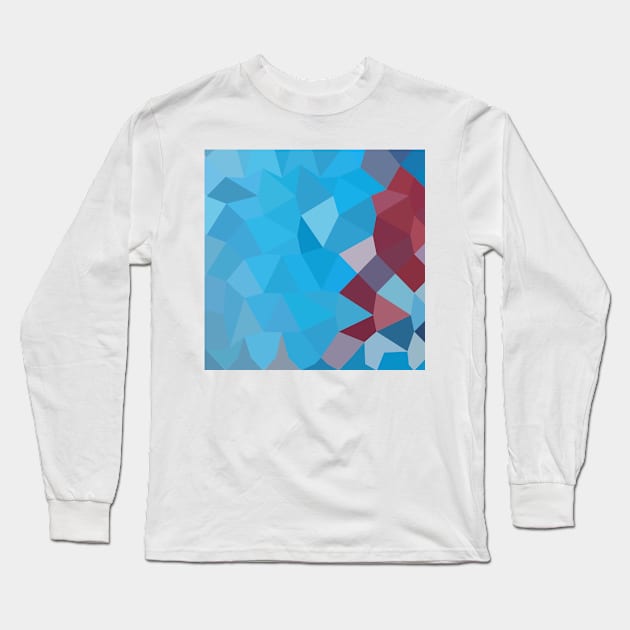 Cerulean Frost Blue Abstract Low Polygon Background Long Sleeve T-Shirt by retrovectors